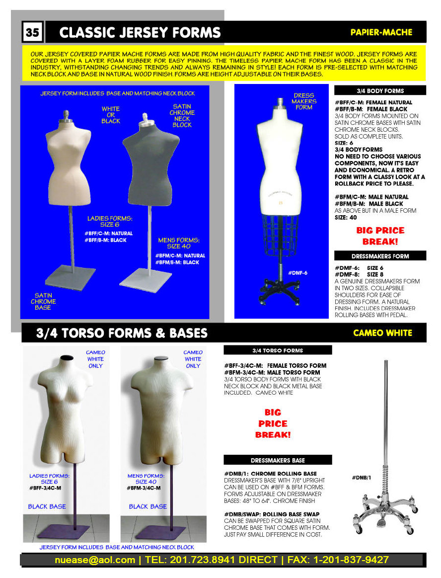 Jersey Covered Retail Display Clothing Forms - Retail Display Mannequins